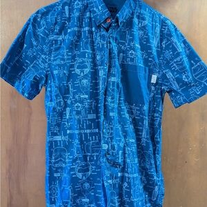 Star Wars Blue Casual Button Down Shirt with Geometric Design